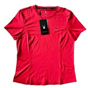NWT Women’s Spyder Active Logo Crew Neck Tee Red, Size Large